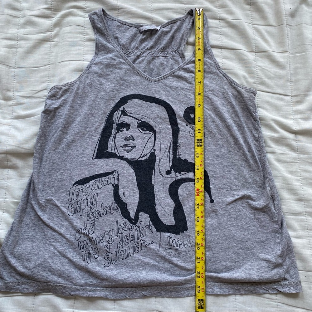 Only Grey Graphic Racerback Tank Top with Black Print - Picture 6 of 7